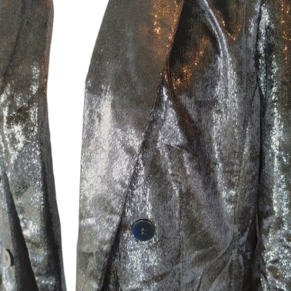 NWT Black Shine Double-breasted Blazer Jacket - Size 10 - Picture 4 of 5